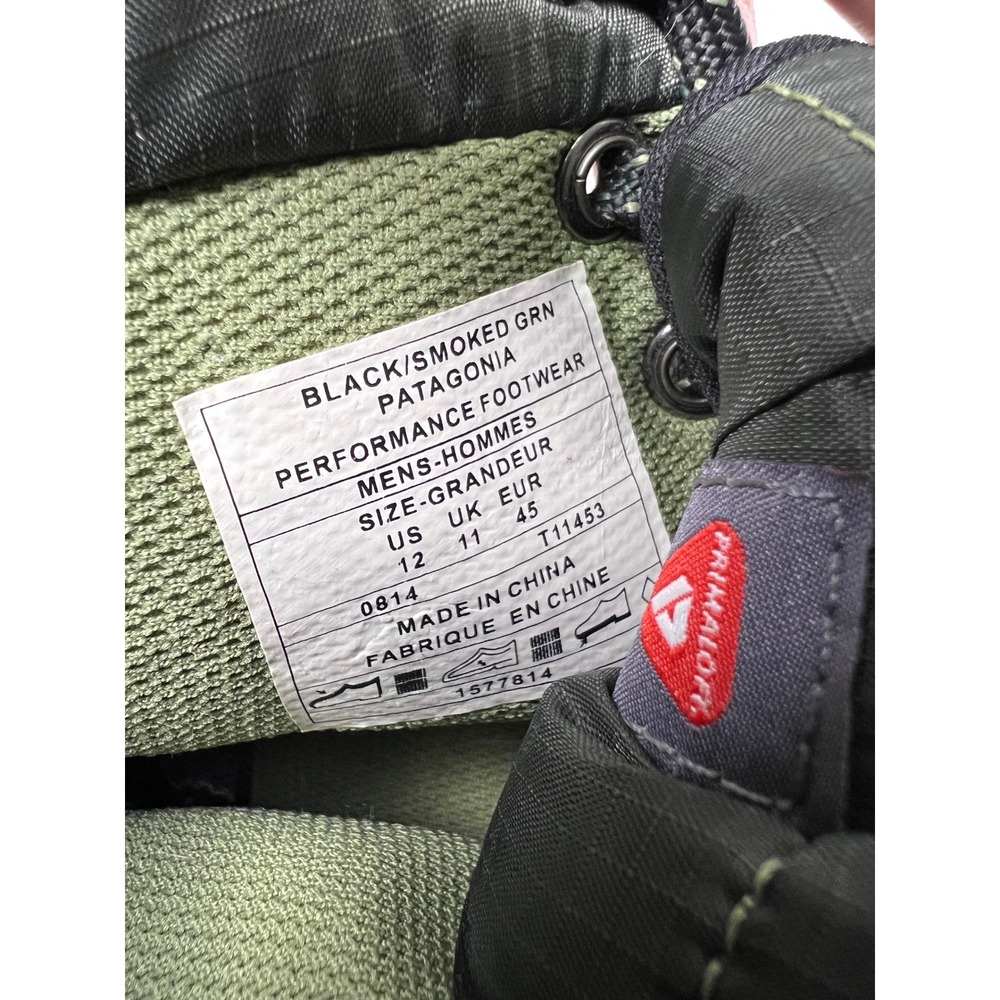 Patagonia Activist Mid Waterproof 100g Primaloft Boots Mens 12 Black Green - Picture 8 of 11